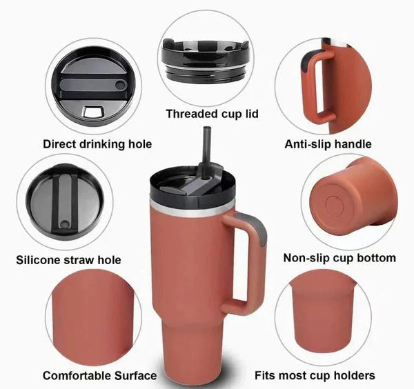 Stanley 40 Oz (1200ml) Stainless Steel Vacuum Insulated Tumbler With Straw – Leak-proof Quencher Cup For Hot & Cold Beverages, Travel Mug, Gym Water Bottle, Coffee Thermos -random Colors | Stanley | (with Box)