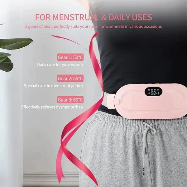 PERIOD CRAMP RELIEF BELT -Portable Menstrual Heating Pad, Heated Belly Belt for Menstrual Cramp Relief with 4 Heat Levels and 3 Modes, Electric Belt Massage for Women and Girls - Period Pain Electric Warming Belt Massager for Women-Massager