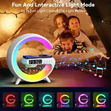 LED Smart Wake Up Light RGB Night Light with Wireless Speaker 15W Fast Wireless Charger Desk Lamp for Bedroom Bedside Game Room