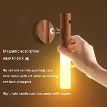 Sensor Night Lights Rechargeable Wall Sconces Magnetic Wall Lights Night Motion Wooden Wall Lighting for Bedroom Stair