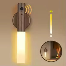Sensor Night Lights Rechargeable Wall Sconces Magnetic Wall Lights Night Motion Wooden Wall Lighting for Bedroom Stair