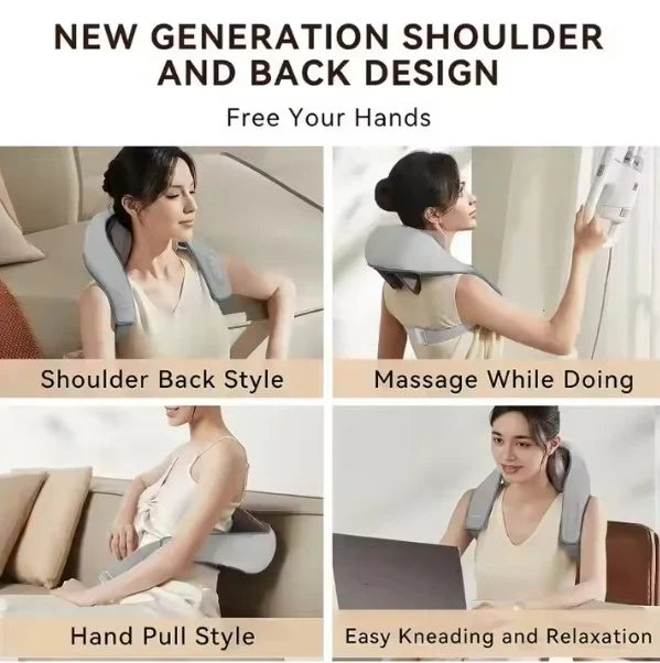 ANZEH.PK 5D Kneading Wearable Neck & Shoulder Massager with Heat, Portable Shiatsu Electric Massager for Pain Relief and Relaxation, Deep Tissue Back, Neck, and Shoulder Massage Pillow