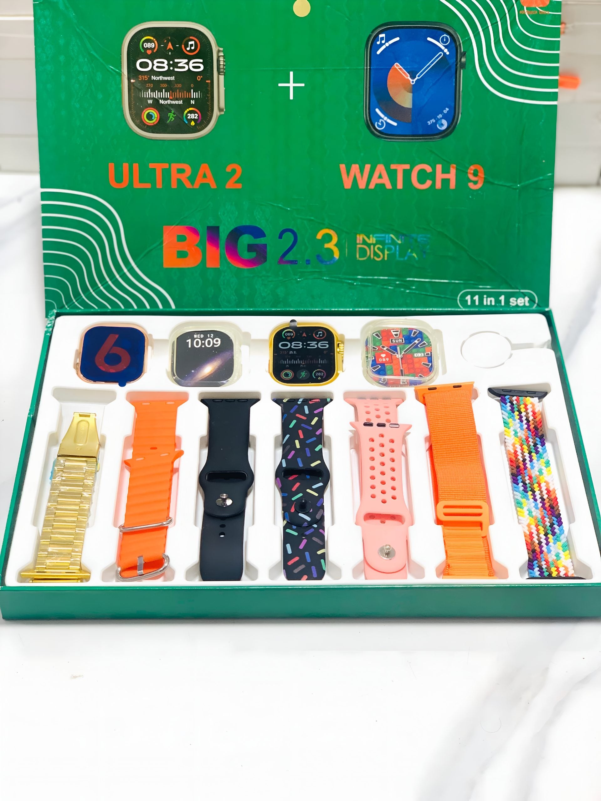 I50 New Model Smart Watch Bundle – 7 Original Straps, 2 Premium Watches & 2 Protective Covers