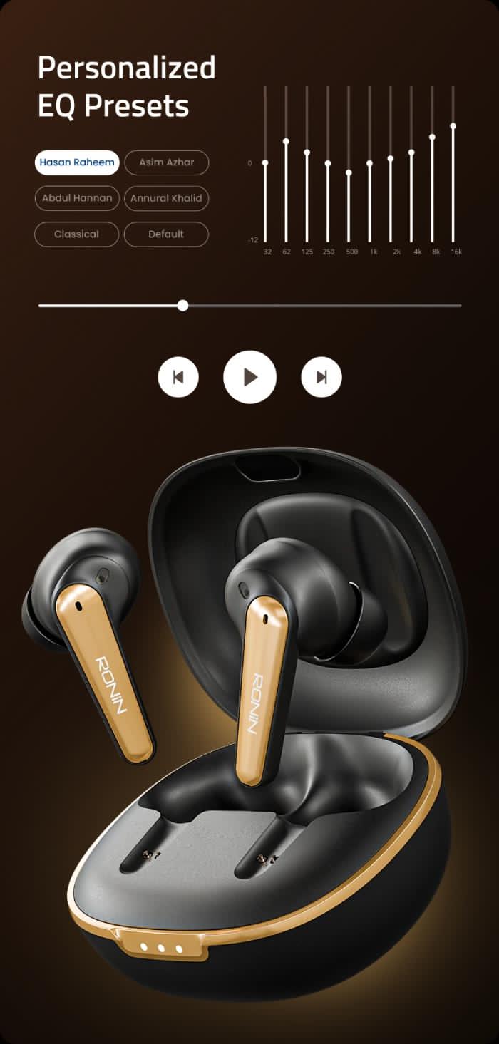 Ronin R‑7065 Eclipse TWS Earbuds – Bluetooth 5.3, Hyper ANC, 6 Hr Playback, 80 Hr Total, Quad‑Mic ENC