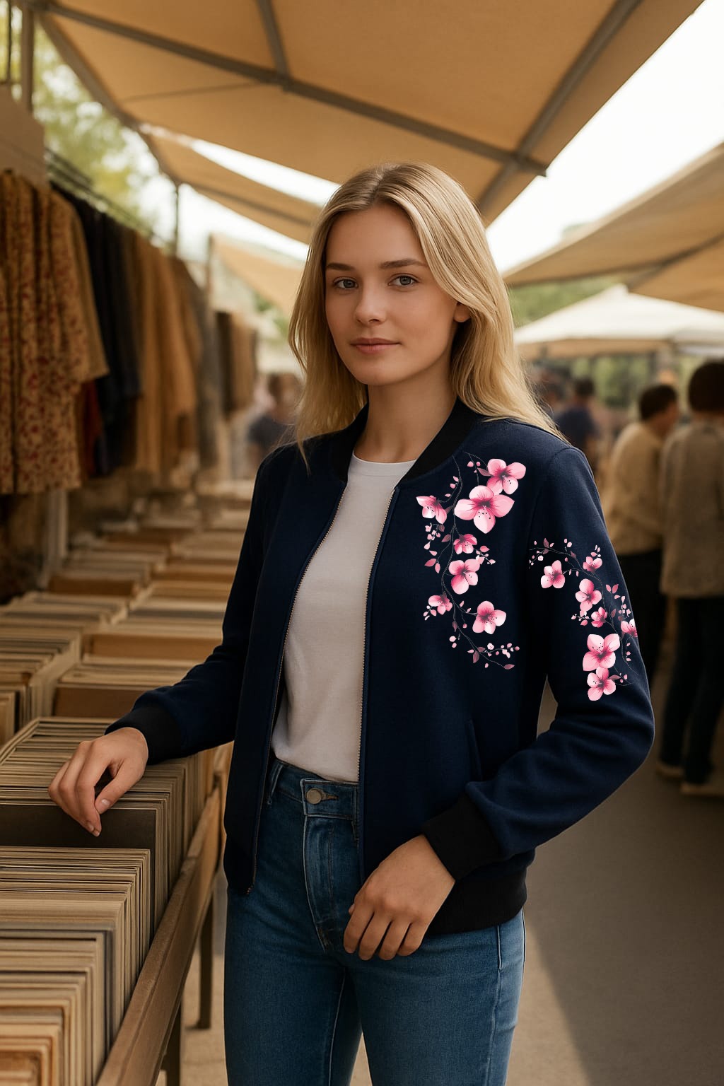 Stylish Ladies Bomber Zipper Jacket – Trendy &amp; Comfortable