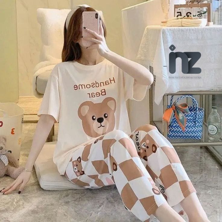 🛌 Women Printed Night Suit – Soft Jersey Fabric