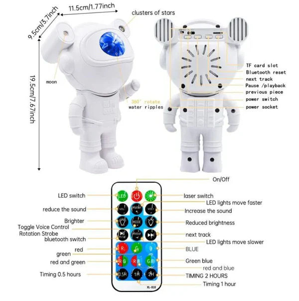 Astronaut Galaxy Projector Lamp Starry Star Bluetooth Music Night