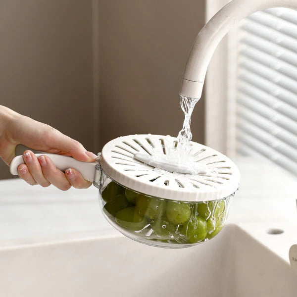 Multi-Purpose Folding Drain Basket with Lid – Fruit & Veggie Washing Bowl