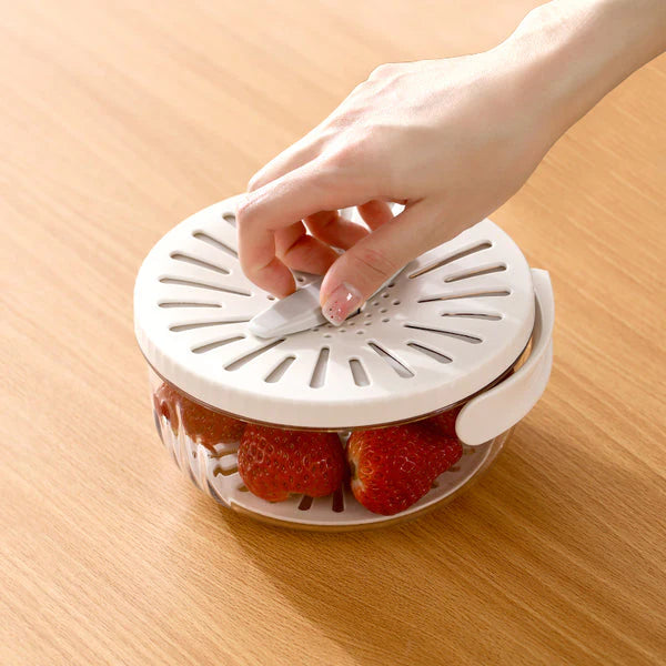 Multi-Purpose Folding Drain Basket with Lid – Fruit & Veggie Washing Bowl